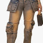 Vintage Washed Distressed Women Jeans Ankle Length Spliced Cargo Pants Denim Pockets High Waist Streetwear Loose Fit 2024