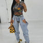 Weird Puss Ripped Denim Pants Women Hollow Hipster Summer Trend High-Waist Jeans Trousers Wild Streetwear Pocket Skinny Bottoms