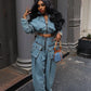fashion retro women's casual wide leg loose heavy duty denim two-piece set for women two piece set women sexy club  zevity